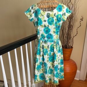 Sara Campbell Green and Blue Floral Dress